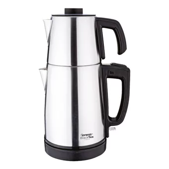 Lorenzo Blacktea Çelik Demlikli 1100 W Işıklı Çelik Gövdeli İnox Retro Çay Makinesi