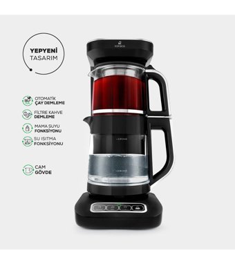 Korkmaz Çelik Demlikli 1600 W Çelik Gövdeli Gri Çay Makinesi