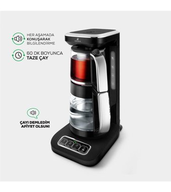 Korkmaz Çelik Demlikli 1600 W Çelik Gövdeli Gri Çay Makinesi
