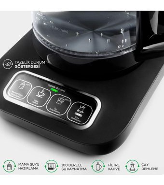 Korkmaz Çelik Demlikli 1600 W Çelik Gövdeli Gri Çay Makinesi
