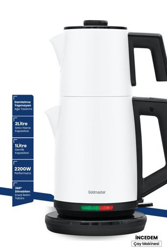 Karaca Daystar Çelik Demlikli 1500 W Plastik Gövdeli Rose Gold Siyah Çay Makinesi