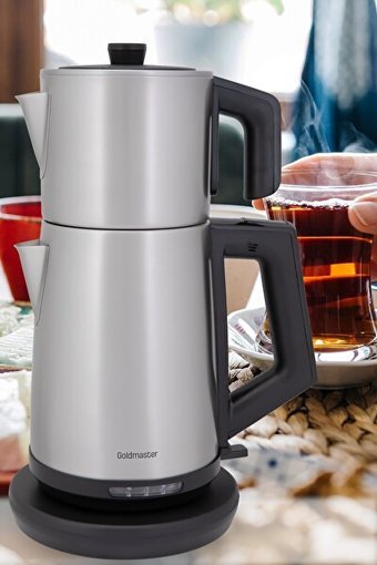 Karaca Çaysever Robotea Konuşan Otomatik Cam Demlikli 2500 W Işıklı Plastik Gövdeli Rose Gold Çay Makinesi