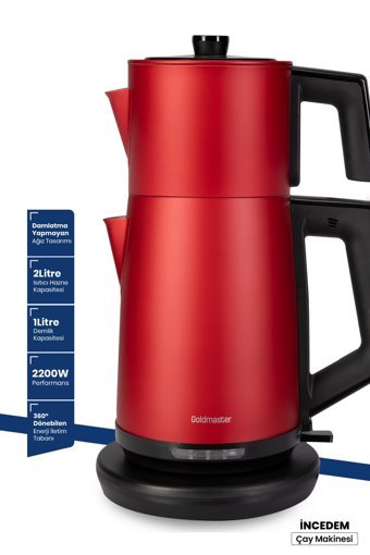 Karaca Daystar Çelik Demlikli 1500 W Işıklı Çelik Gövdeli Beyaz Çay Makinesi