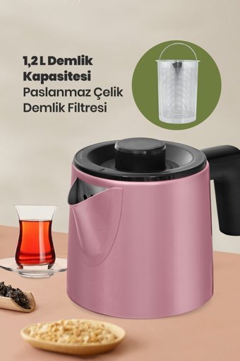 Karaca Keyfi Çay Çelik Demlikli 1650 W Çelik Gövdeli Blue Çay Makinesi
