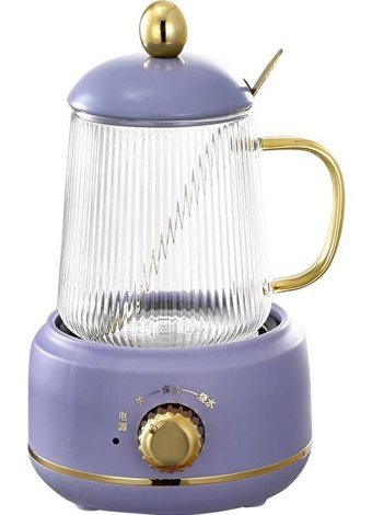 Linroup1 Cam Demlikli 1600 W Işıklı Plastik Gövdeli Mor Retro Çay Makinesi