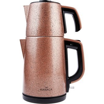 Karaca Çelik Demlikli 1650 W Çelik Gövdeli Rose Gold Retro Çay Makinesi