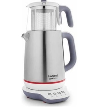 Homend 1716 Royaltea Konuşan Otomatik Cam Demlikli 1800 W Çelik Gövdeli İnox Çay Makinesi