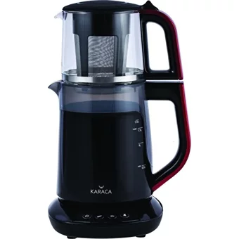 Karaca Demfit 2501 Cam Demlikli 1700 W Işıklı Plastik Gövdeli Redgold Siyah Çay Makinesi