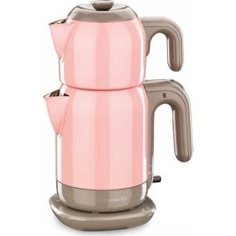 Korkmaz Demtez Çelik Demlikli 1600 W Çelik Gövdeli Pembe Çay Makinesi