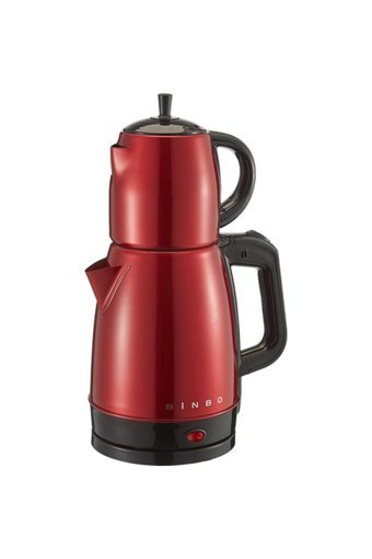 Sinbo STM 5832 Otomatik Porselen Demlikli 1600 W Işıklı Çelik Gövdeli Kırmızı Retro Çay Makinesi