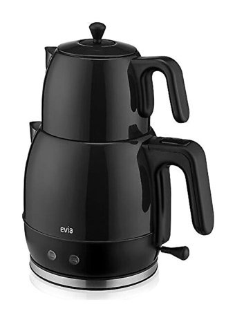 Evia Ladem Çelik Demlikli 1800 W Işıklı Çelik Gövdeli Kırmızı Retro Çay Makinesi