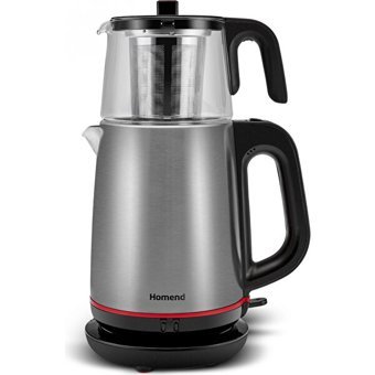 Homend 1750H Çelik Demlikli 1800 W Işıklı Çelik Gövdeli İnox Çay Makinesi