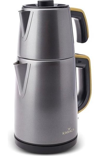 Karaca Çelik Demlikli 1650 W Çelik Gövdeli Antrasit Retro Çay Makinesi