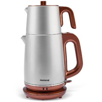 Homend 1773 H Royaltea Çelik Demlikli 2000 W Çelik Gövdeli Bronz Silver Çay Makinesi