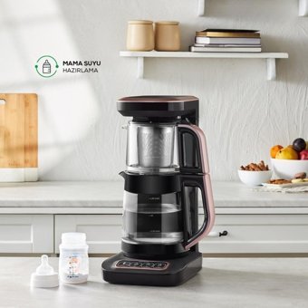 Karaca Çaysever Robotea Pro 4 In 1 Konuşan Otomatik Cam Demlikli 2500 W Işıklı Cam Gövdeli Rose Gold Siyah Çay Makinesi