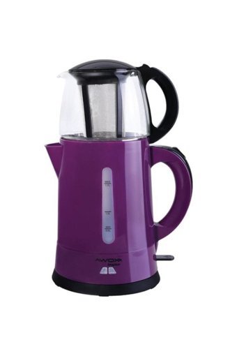 Global EYP0101 Teaplus Otomatik Çelik Demlikli 1500 W Işıklı Çelik Gövdeli Mor Retro Çay Makinesi