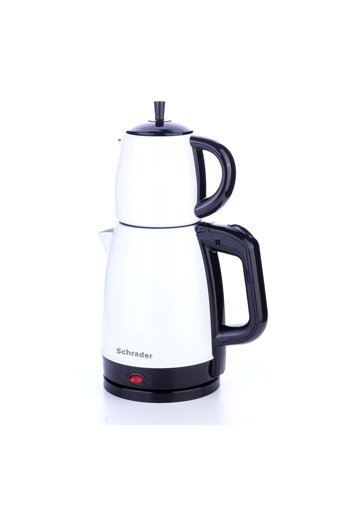 Schrader Liana Otomatik Metal Demlikli 1600 W Işıklı Metal Gövdeli İnox Retro Çay Makinesi
