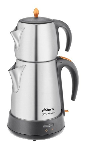 Arzum AR 3101 Cam Demlikli 1900 W Işıklı Cam Gövdeli Siyah Çay Makinesi