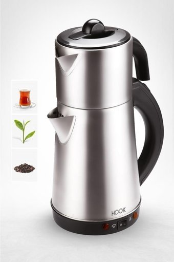 Hook 304 Çelik Demlikli 1500 W Çelik Gövdeli İnox Çay Makinesi