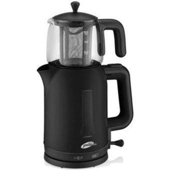 Goldmaster GM 7321S Otomatik Çelik Demlikli 2200 W Işıklı Çelik Gövdeli Siyah Retro Çay Makinesi