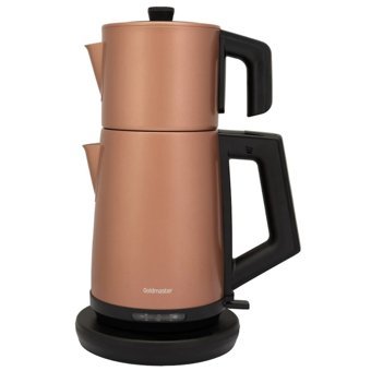 Goldmaster IN 6306G İncedem Otomatik Çelik Demlikli 750 W Işıklı Çelik Gövdeli Gold Retro Çay Makinesi