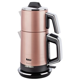 Fakir Temper Otomatik Çelik Demlikli 1650 W Işıklı Çelik Gövdeli Gri Retro Çay Makinesi