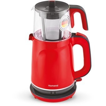 Homend 1742H Royaltea Cam Demlikli 1800 W Plastik Gövdeli Kırmızı Çay Makinesi