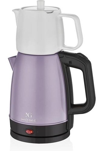 Ng Home Retro Plus Otomatik Porselen Demlikli 1600 W Işıklı Çelik Gövdeli Lila Retro Çay Makinesi