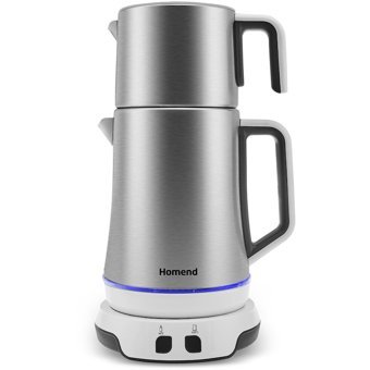 Homend 1775H Elegant Konuşan Otomatik Çelik Demlikli 1800 W Çelik Gövdeli İnox Çay Makinesi