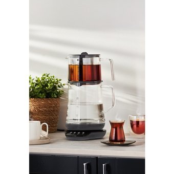Homend 1748H Royaltea Konuşan Otomatik Cam Demlikli 1800 W Işıklı Cam Gövdeli Şeffaf Çay Makinesi