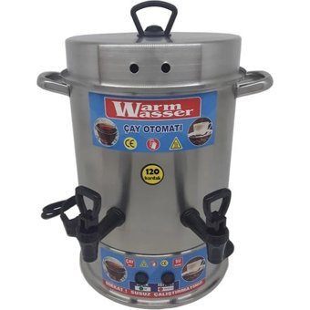 Warm Wasser Çelik Demlikli 1200 W Çelik Gövdeli İnox Çay Makinesi