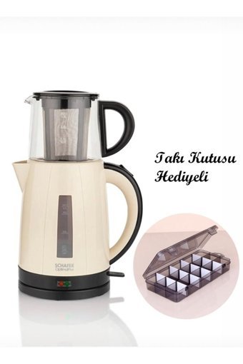 Schafer Optimal Plus Otomatik Cam Demlikli 1800 W Işıklı Çelik Gövdeli Krem Retro Çay Makinesi