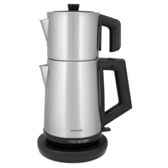 Goldmaster IN 6127 Demmaster Otomatik Çelik Demlikli 2200 W Işıklı Çelik Gövdeli Gri Retro Çay Makinesi