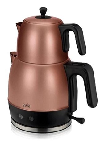 Evia EA 4309G Ladem Çelik Demlikli 1800 W Işıklı Çelik Gövdeli Gold Retro Çay Makinesi