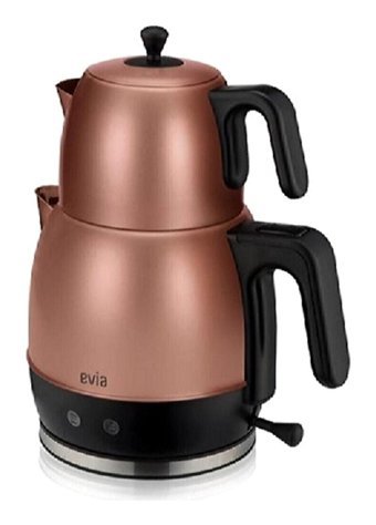 Evia EA 4309G Ladem Çelik Demlikli 1800 W Işıklı Çelik Gövdeli Gold Retro Çay Makinesi