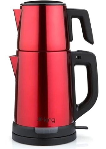 King KCM 331 Cam Demlikli 1800 W Cam Gövdeli Kırmızı Çay Makinesi