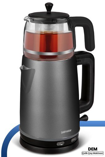 Goldmaster Dem Otomatik Çelik Demlikli 2200 W Işıklı Çelik Gövdeli Beyaz Retro Çay Makinesi