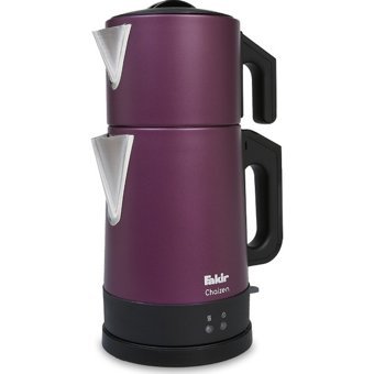 Fakir Chaizen Otomatik Çelik Demlikli 1600 W Işıklı Çelik Gövdeli Mor Retro Çay Makinesi