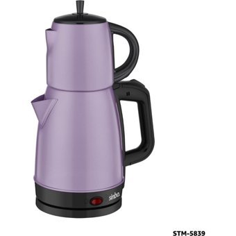 Sinbo Otomatik Çelik Demlikli 2200 W Işıklı Çelik Gövdeli Mor Retro Çay Makinesi