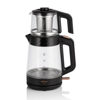 Arzum AR 3101 CC Cam Demlikli 1900 W Işıklı Cam Gövdeli Siyah Çay Makinesi