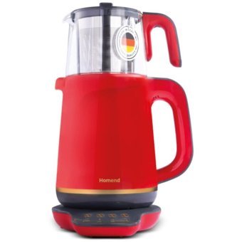 Homend 1761H Royaltea Konuşan Otomatik Cam Demlikli 2000 W Plastik Gövdeli Kırmızı Çay Makinesi