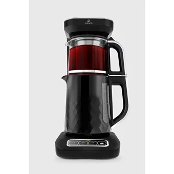 Karaca Çaysever Robotea Pro Quartz 4 In1 Konuşan Otomatik Cam Demlikli 2500 W Plastik Gövdeli Siyah Çay Makinesi