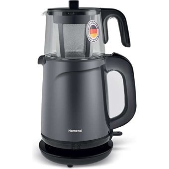 Homend Otomatik Cam Demlikli 1800 W Plastik Gövdeli Siyah Çay Makinesi