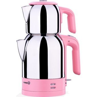 Korkmaz Demkolik Çelik Demlikli 1600 W Çelik Gövdeli Pembe Çay Makinesi