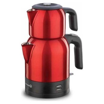 Korkmaz Demkolik Çelik Demlikli 1600 W Çelik Gövdeli Kırmızı Çay Makinesi