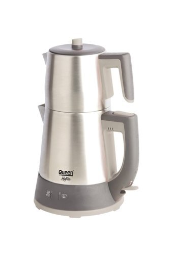 Queen QC 034 Hightea Otomatik Çelik Demlikli 1800 W Işıklı Çelik Gövdeli İnox Retro Çay Makinesi
