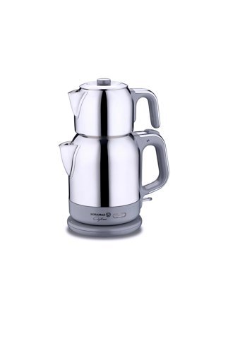 Korkmaz Otomatik Çelik Demlikli 1600 W Işıklı Çelik Gövdeli İnox Retro Çay Makinesi
