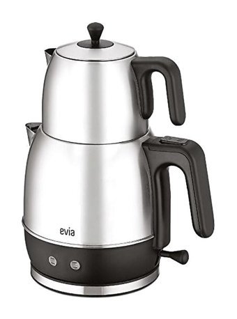 Evia Ladem Çelik Demlikli 1800 W Işıklı Çelik Gövdeli Pembe Retro Çay Makinesi