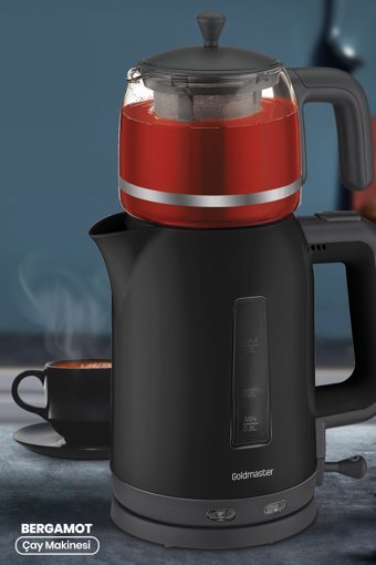 Goldmaster Bergamot Otomatik Çelik Demlikli 2200 W Işıklı Çelik Gövdeli Beyaz Retro Çay Makinesi