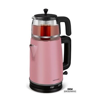 Goldmaster Otomatik Çelik Demlikli 2200 W Işıklı Çelik Gövdeli Pembe Retro Çay Makinesi